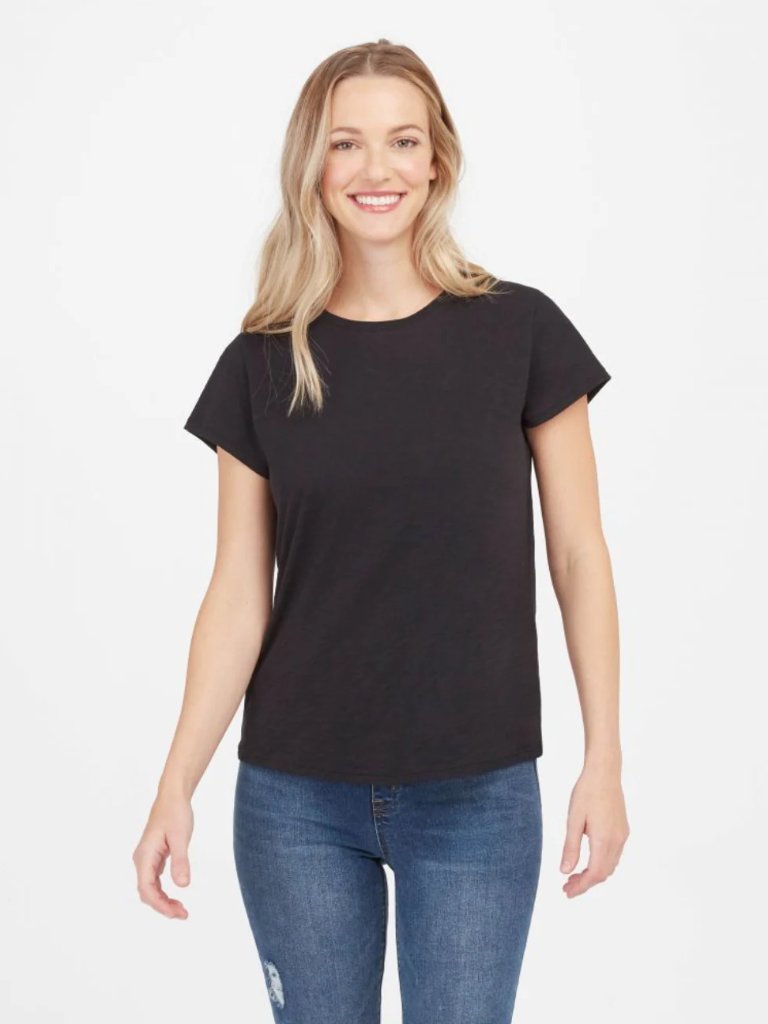 Spanx Black Pima Cotton Short Sleeve Tee